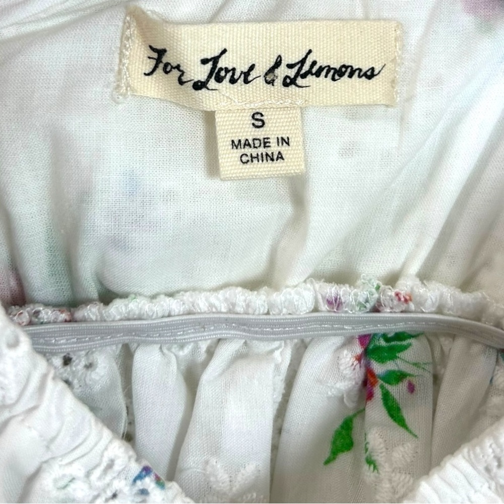 For Love & Lemons - Women’s ‘Tarte’ Eyelet Smocked Mini Dress - White, Small - Picture 11 of 16